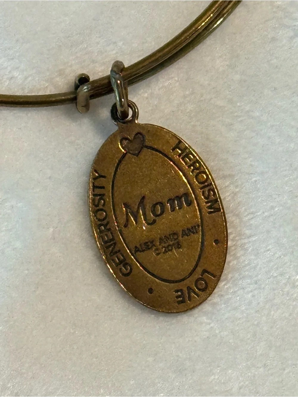 Alex and Ani Mom Peony Charm Expandable Gold Bangle Bracelet